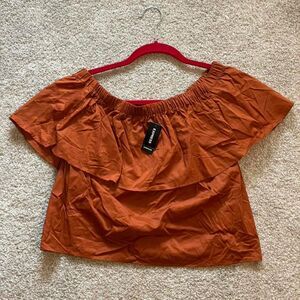 Express Women's 100% Cotton Off-Shoulder Cropped Top